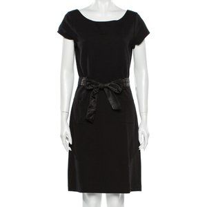 THEORY Black Bateau Neckline Knee-Length Dress M